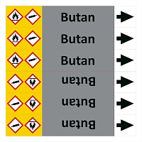 Značení potrubí ISO 20560, butan